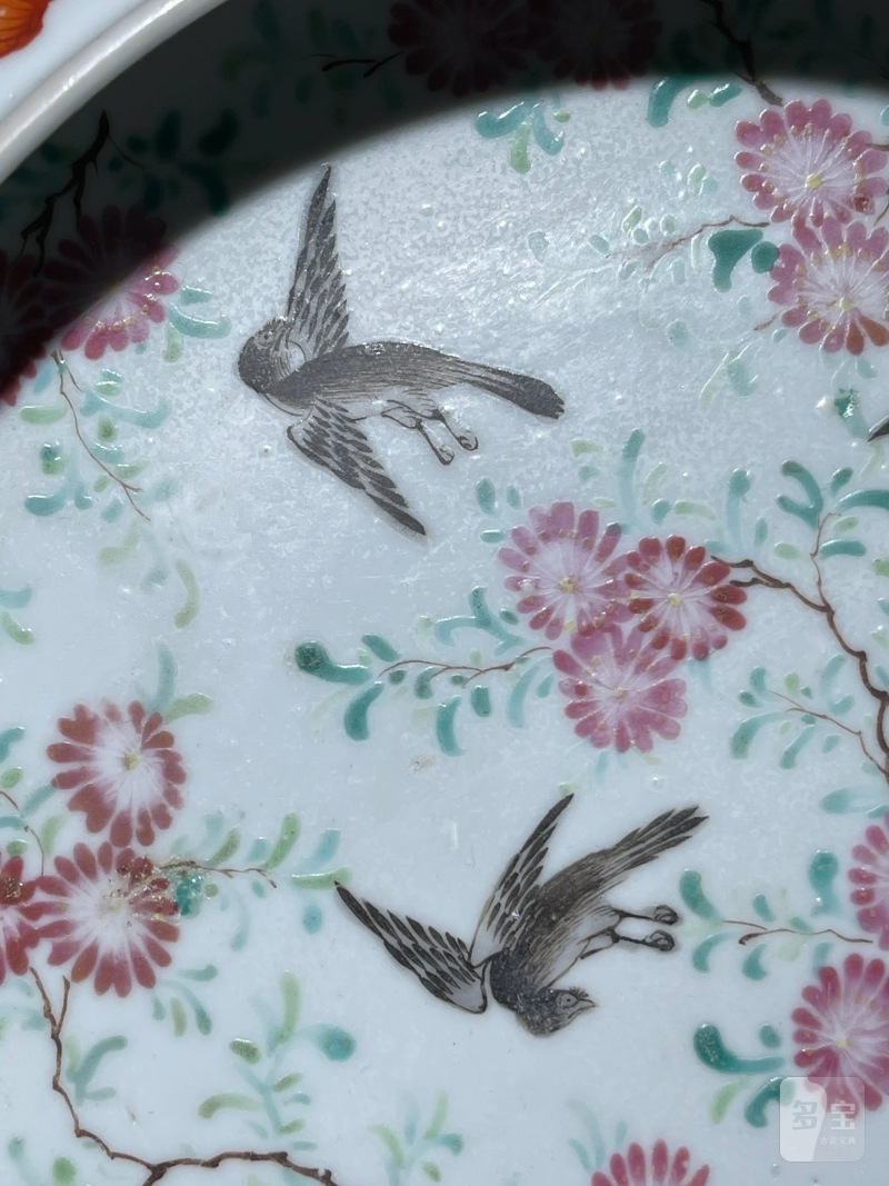 清中期 粉彩花鸟纹笔洗 - 图4